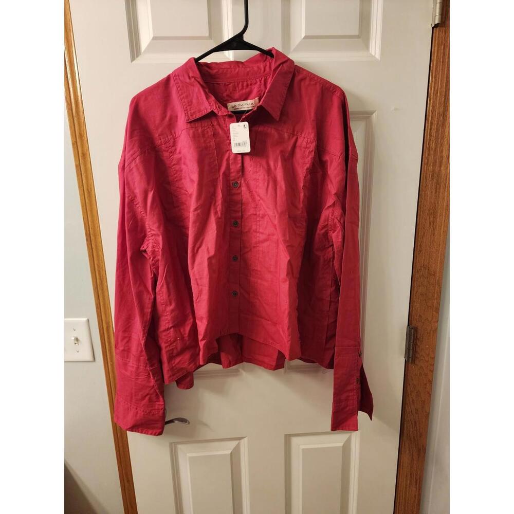 Free People Pink Rose Pink Button Up M NWT